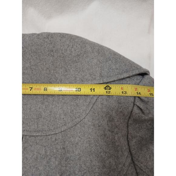 Guess Wool Pea Coat Womens Sz S Gray Double Breasted Large Lapel Collar Preppy - Picture 14 of 16